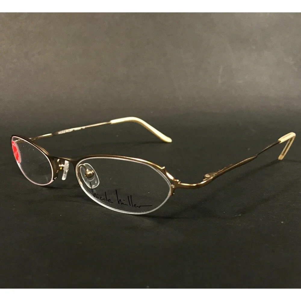 Nicole Miller Eyeglasses Frames Kimono Serene Gold Round Half Rim 49-18-135